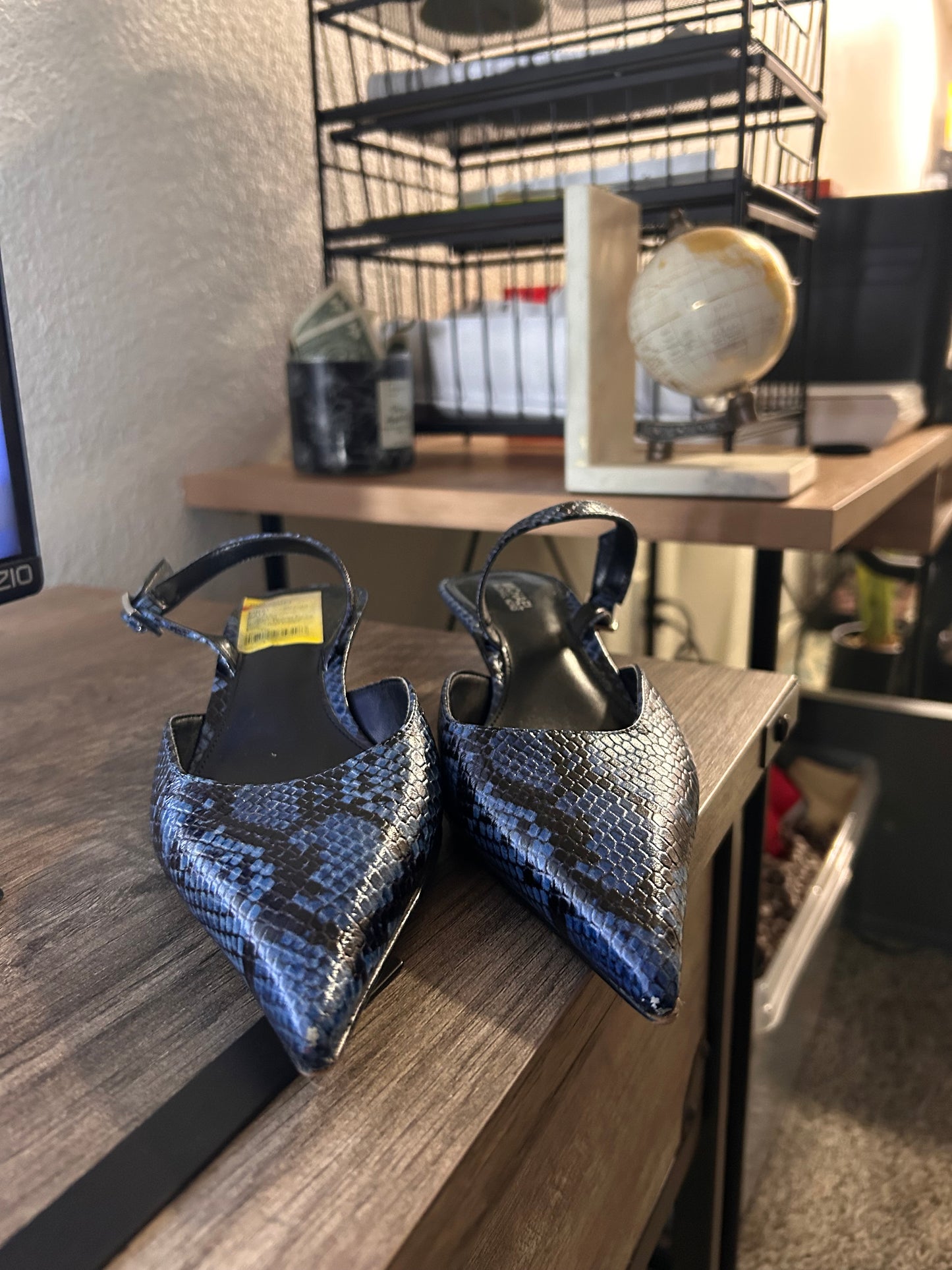 “ Blue Snakeskin Pointed-toe Slingback heels- Stylish & Chic