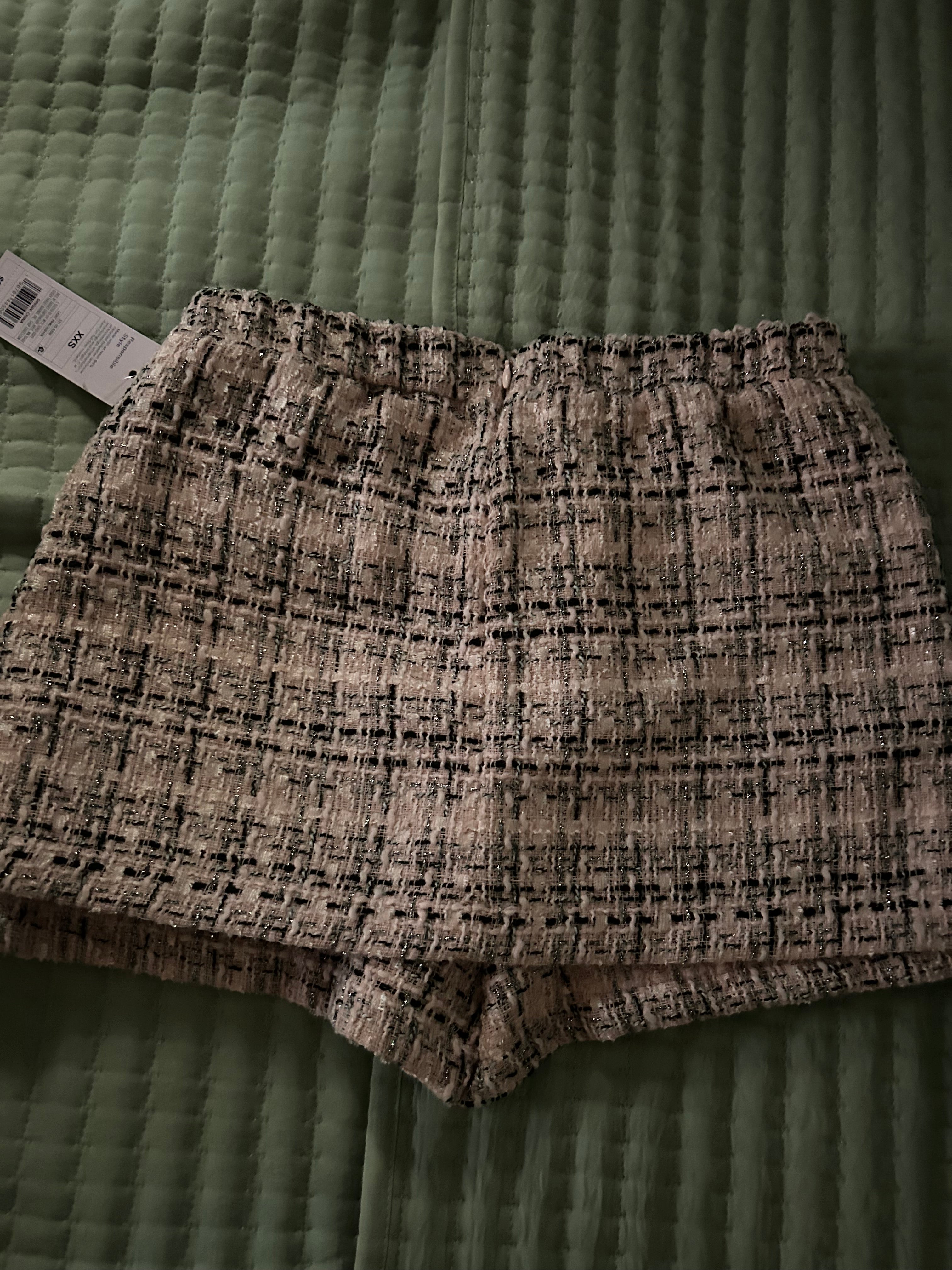 A sophisticated tweed skort